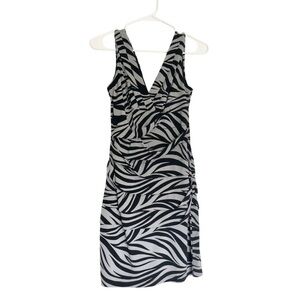Sweet Storm Zebra Print Ruched V-Neck Dress